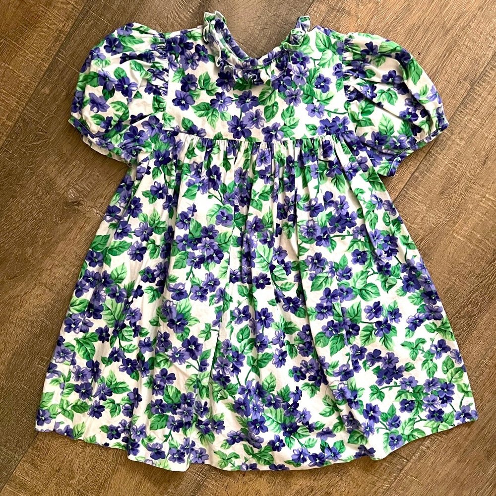 Vintage Smocked Floral Dress • Preppy • Bow Back • 100% Cotton